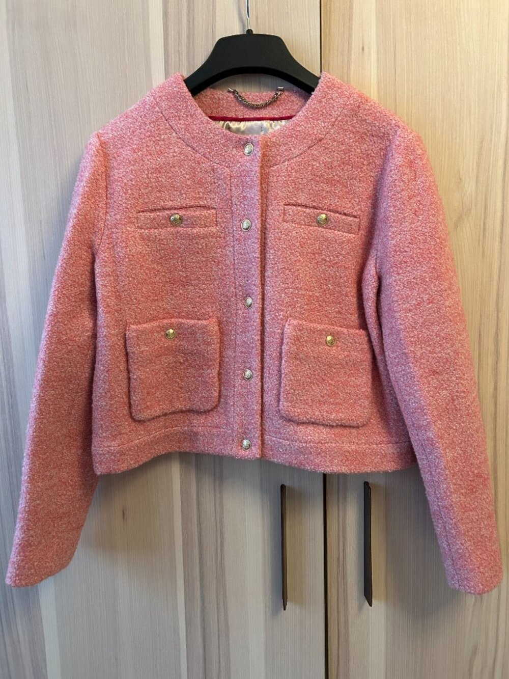 J Crew Collection lady jacket Italian wool-blend bouclé BJ941 pink size 6 NWT